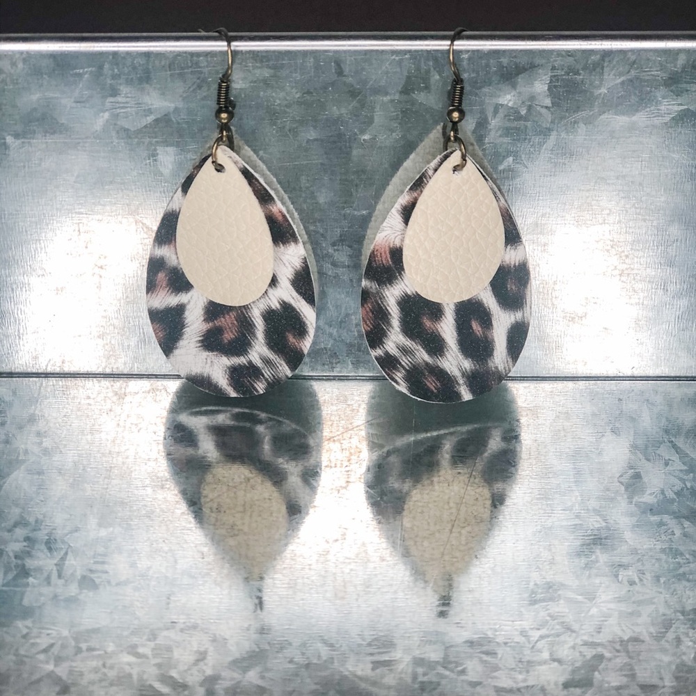 2” Tear Drop Faux Leather Earrings